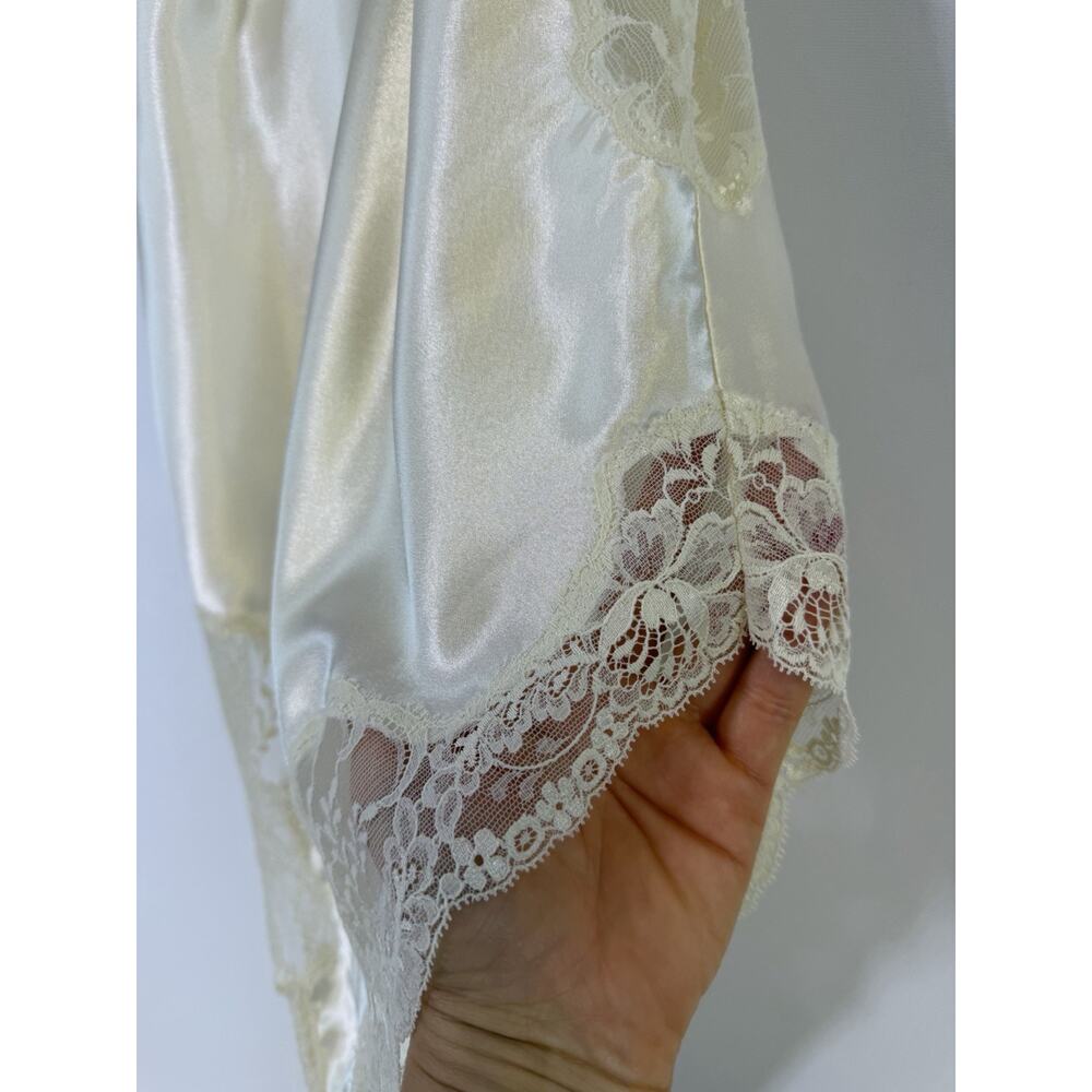 Vtg Victorias Secret Satin Lace Bodysuit Sz Small Ivory Teddy Gold Label 90s - Picture 6 of 16